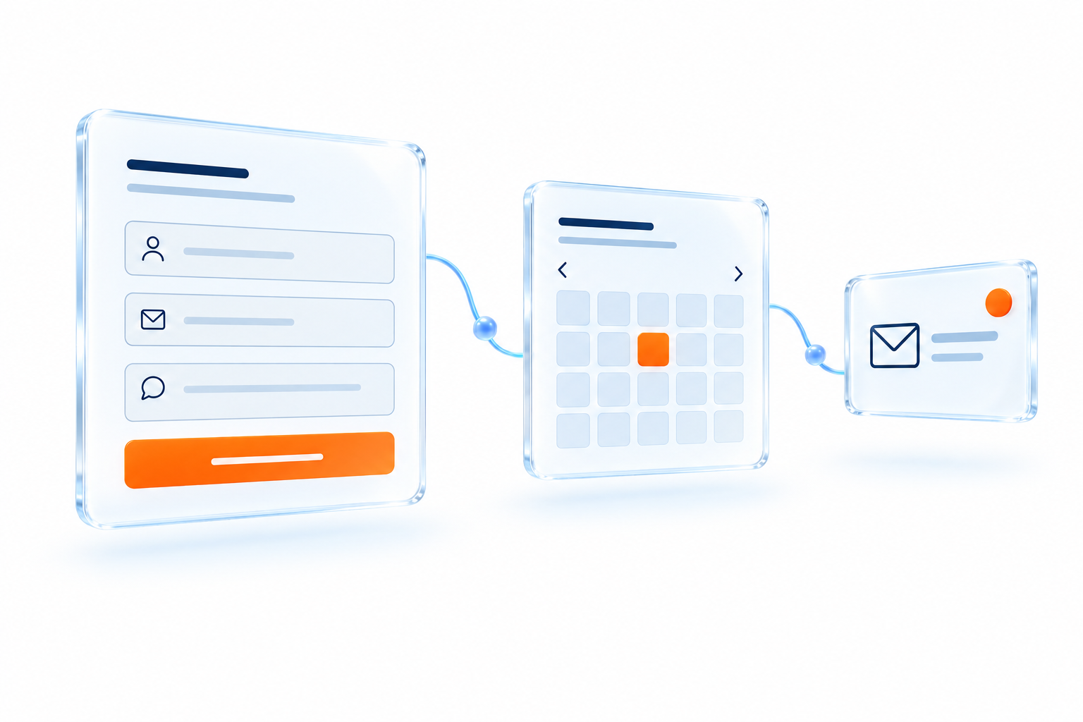 FormWorkerの受付・予約・通知を表すガラス調イラスト